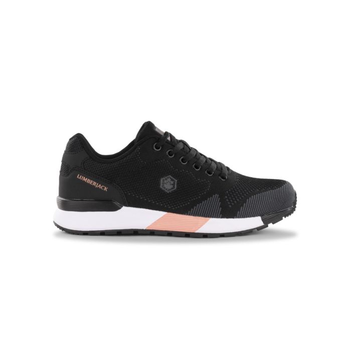 Sneakers sportive nere da donna in tessuto con dettagli color pesca Lumberjack