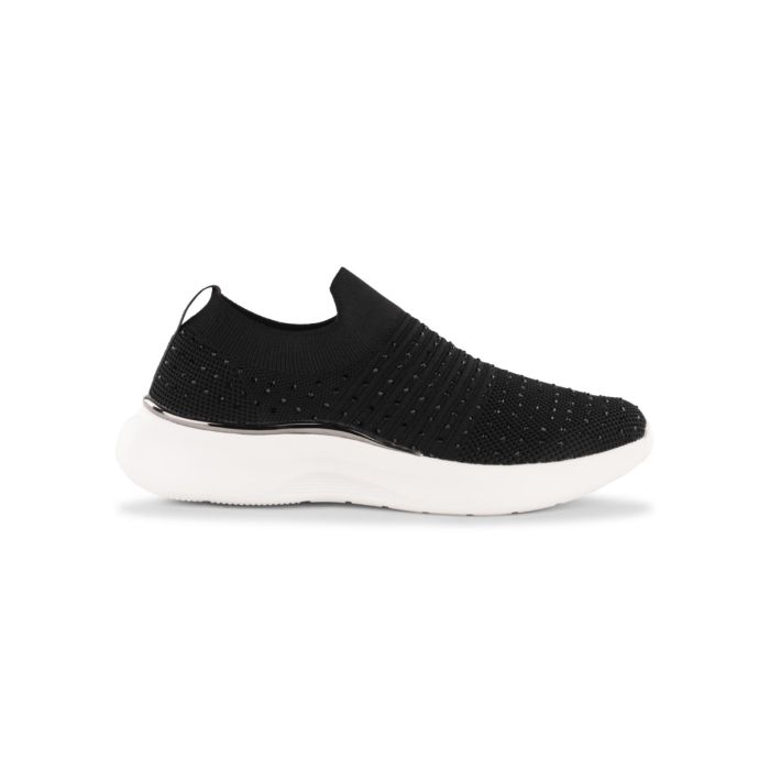 Sneakers slip on nere da donna con strass e dettagli metallizzati Lumberjack