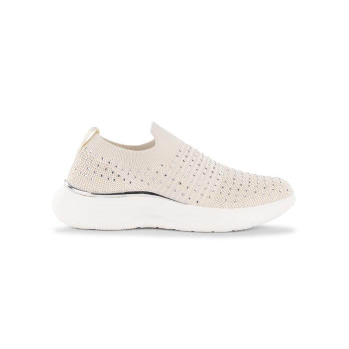 Sneakers slip-on da donna beige con strass e dettaglio metallico Lumberjack