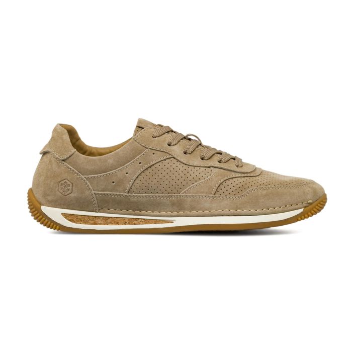 Sneakers beige da uomo in pelle scamosciata traforata Lumberjack