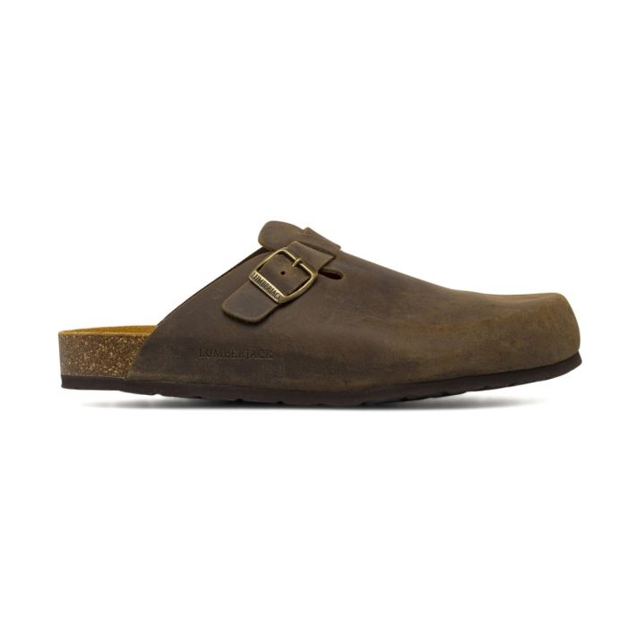 Sandali chiusi da uomo in pelle marrone con fibbia regolabile Lumberjack