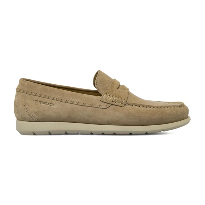 Mocassini casual beige da uomo in morbida pelle scamosciata Lumberjack