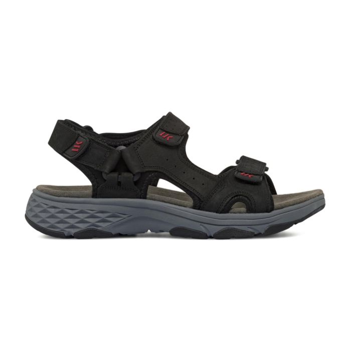 Sandali sportivi da uomo neri in pelle con triplo strappo Lumberjack