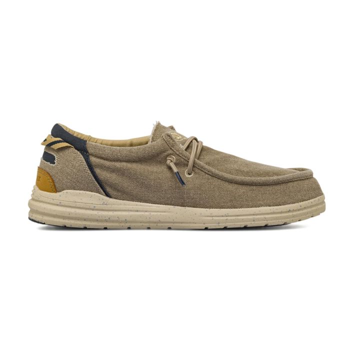 Sneakers casual slip-on da uomo beige in tela con lacci elastici Lumberjack