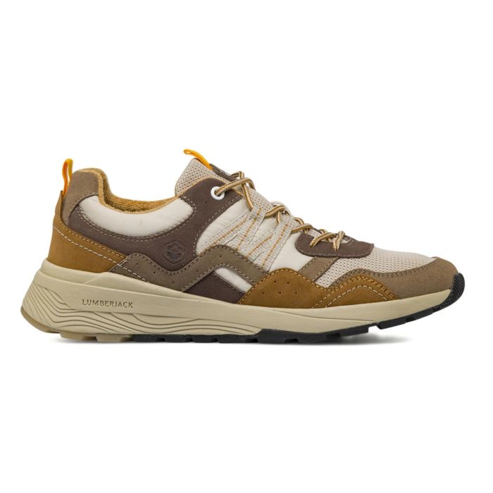 Sneakers casual da uomo marroni e beige effetto scamosciato Lumberjack