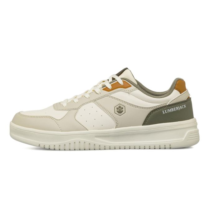 Sneakers da uomo bicolore beige e verde con dettagli ocra Lumberjack