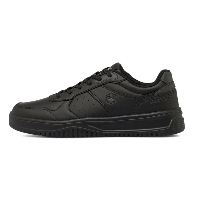 Sneakers casual nere da uomo con dettagli traforati e logo Lumberjack