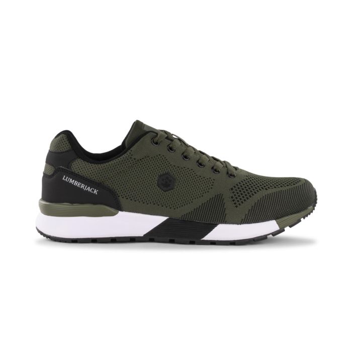 Sneakers verde militare da uomo Lumberjack con inserti in tessuto mesh