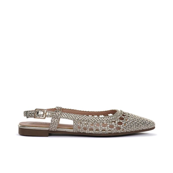 Ballerine oro slingback a punta effetto intreccio