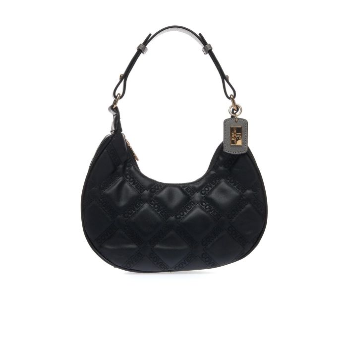 Hobo bag nera con zip e loghi