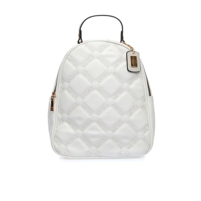 Zainetto bianco con ciondolo e loghi