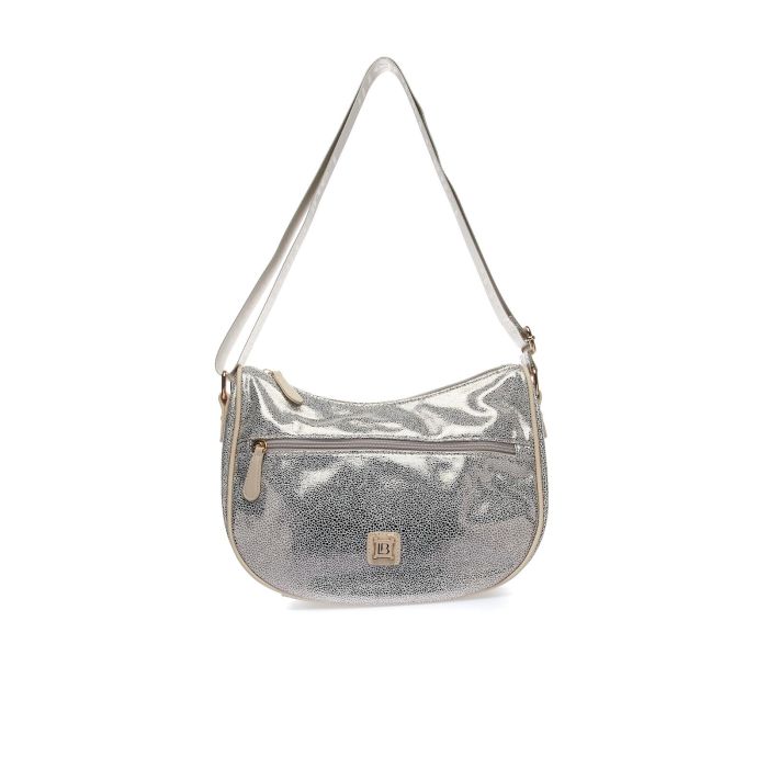 Borsa argento a mezza luna con tracolla regolabile