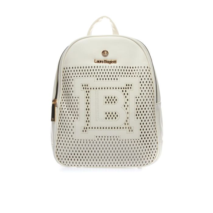 Zainetto bianco effetto traforato con maxi logo