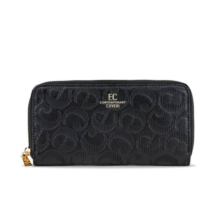 Portafoglio nero da donna con logo