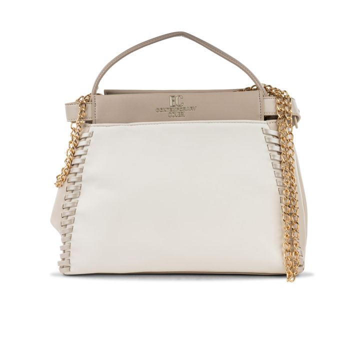 Borsa bianca da donna con tracolla in catena