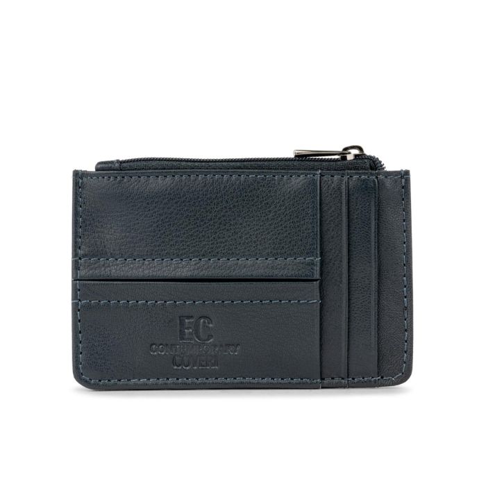 Portacarte blu da uomo con tasca portamonete