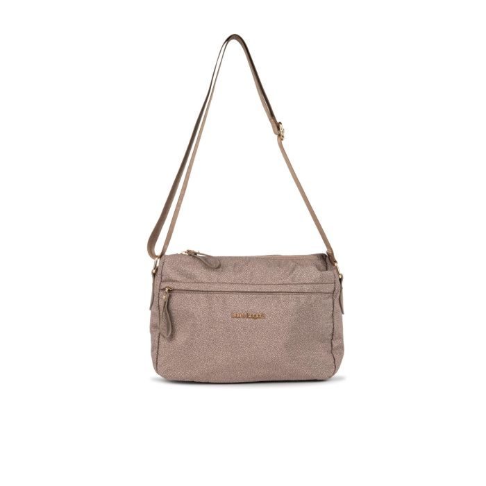 Borsa marrone da donna con tracolla regolabile e zip