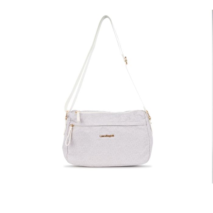 Borsa bianca da donna con tracolla regolabile e zip
