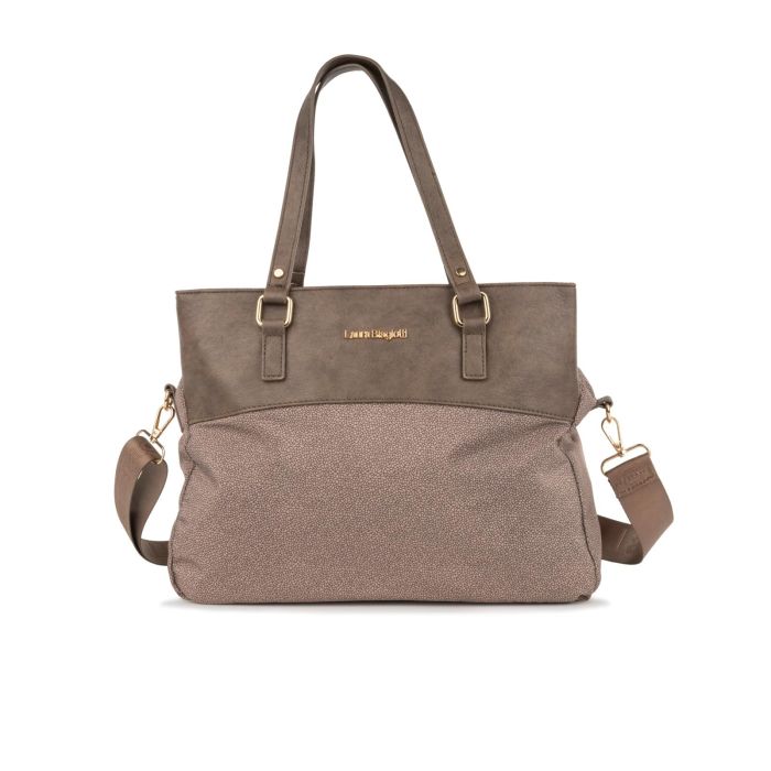 Shopper marrone da donna con tracolla removibile in tessuto