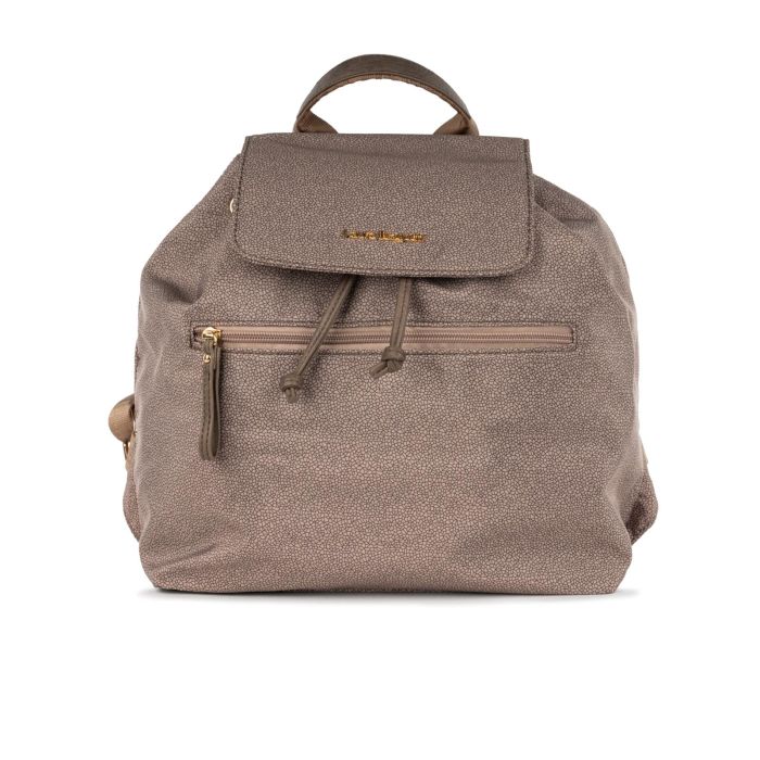 Zaino marrone da donna con coulisse e tasca frontale