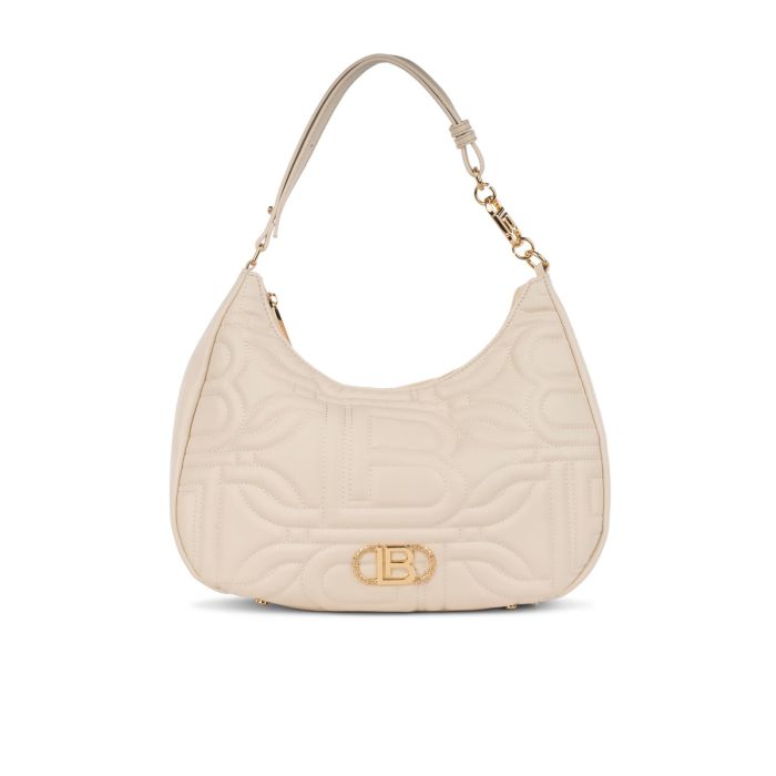 Moon bag bianca da donna effetto trapuntato con logo