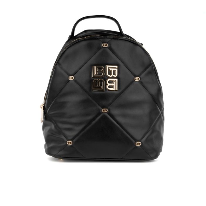 Zaino nero da donna effetto trapuntato con loghi