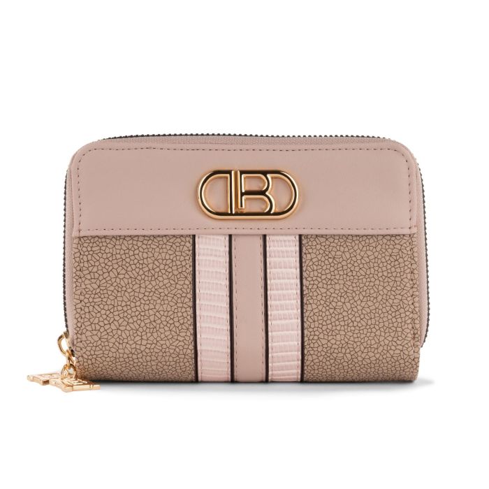 Portafoglio rosa e marrone da donna con logo
