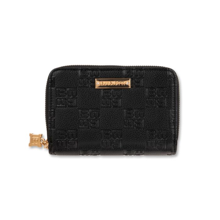 Portafoglio da donna nero con stampa loghi