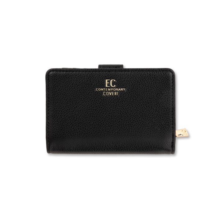 Portafoglio nero da donna con logo