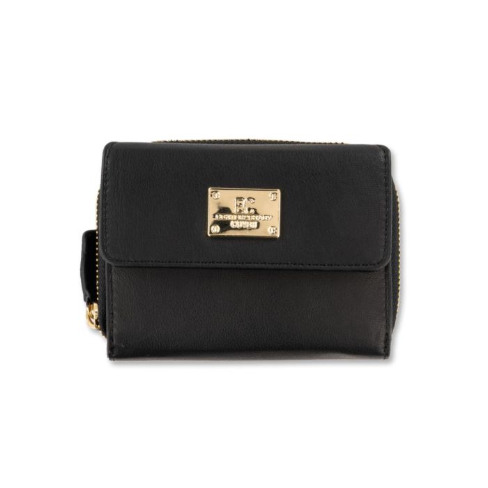 Portafoglio nero da donna con zip