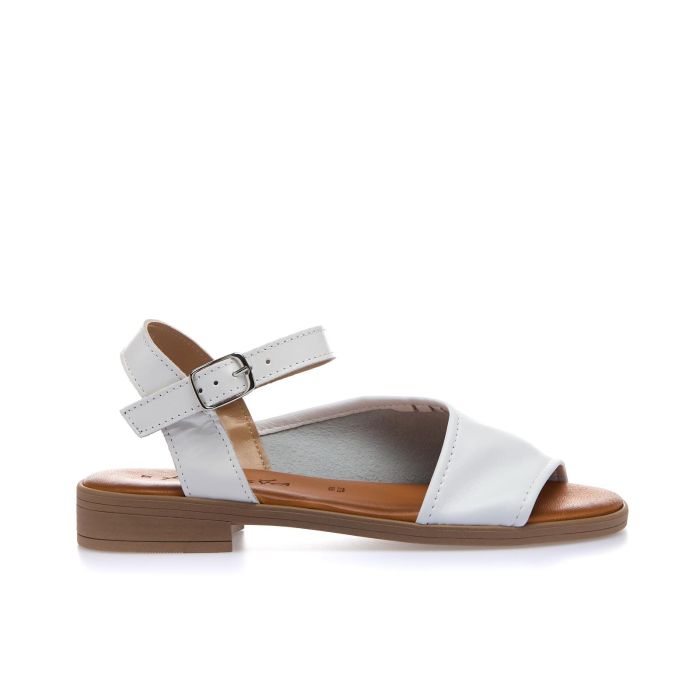 Sandali bassi bianchi in pelle con maxi fascia