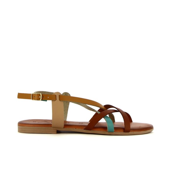 Sandali bassi marroni in pelle con cinturini