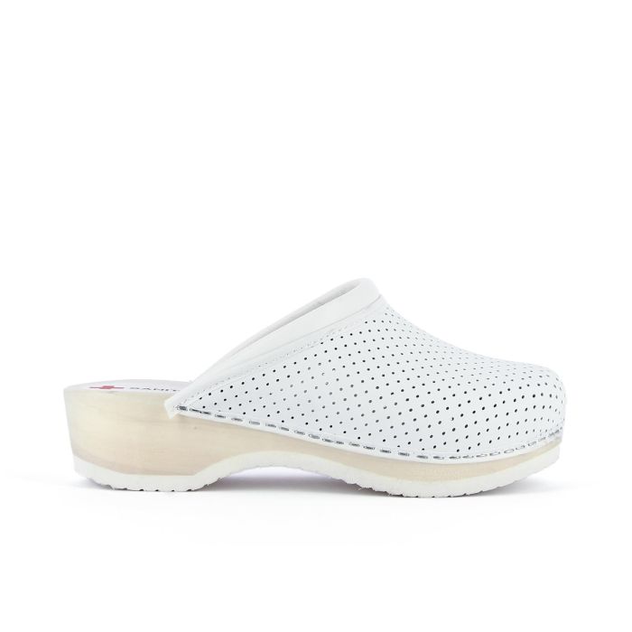 Ciabatte bianche sanitarie traforate in pelle