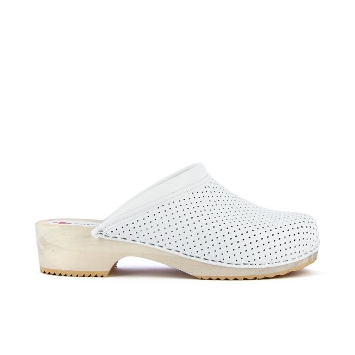 Ciabatte bianche sanitarie traforate in pelle