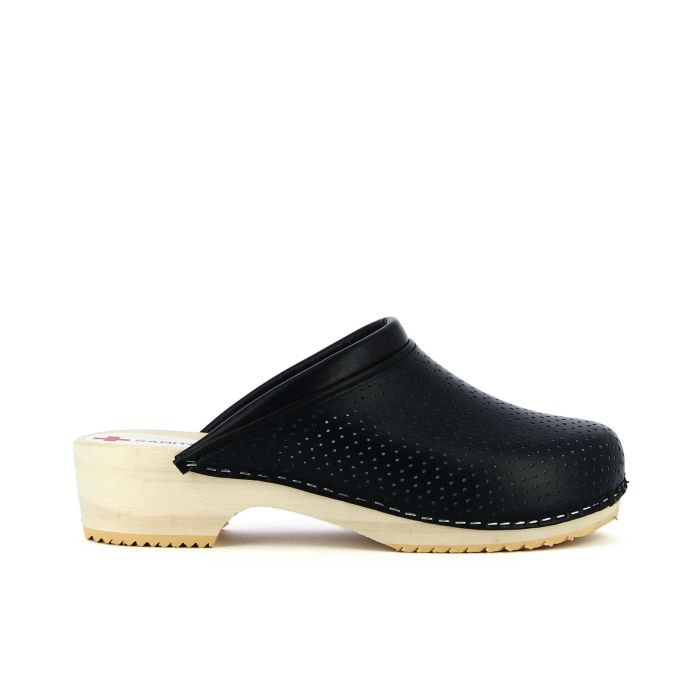 Ciabatte sanitarie blu scuro traforate in pelle