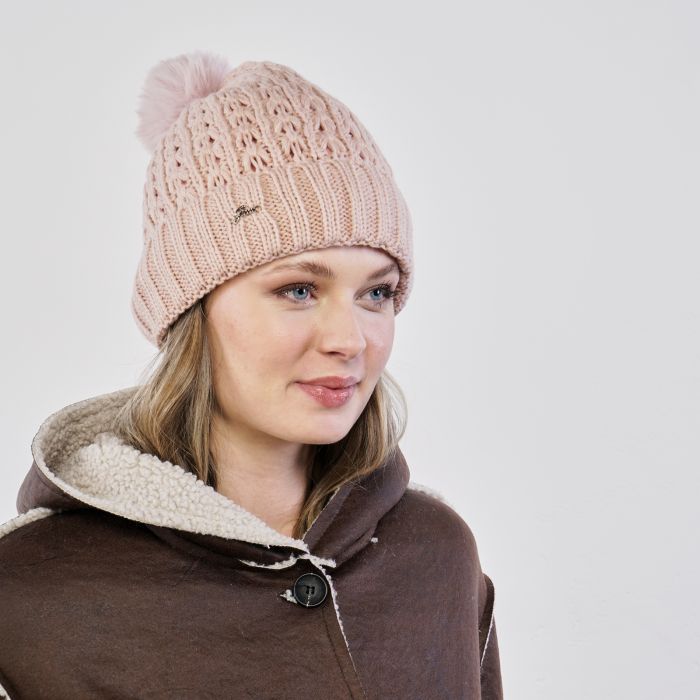 Berretto rosa con pon pon