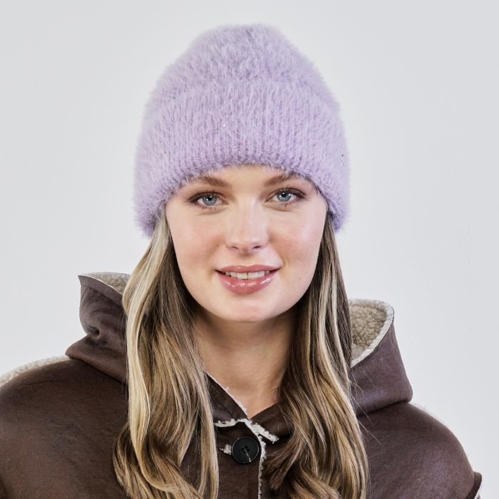 Cuffia viola con risvolto