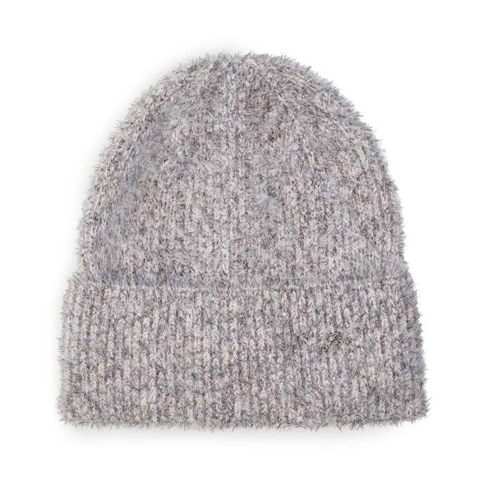 Berretto grigio da donna con fili lurex