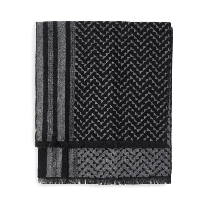 Sciarpa nera da uomo in fantasia geometrica