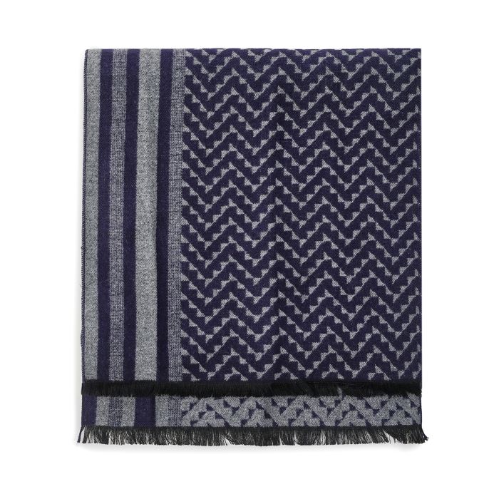 Sciarpa blu da uomo in fantasia geometrica