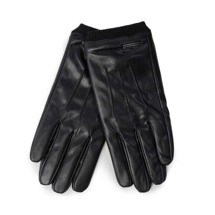 Guanti neri da uomo in eco pelle