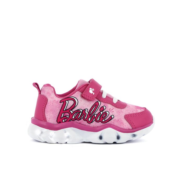 Sneakers stampa cartoon rosa con strappo e luci