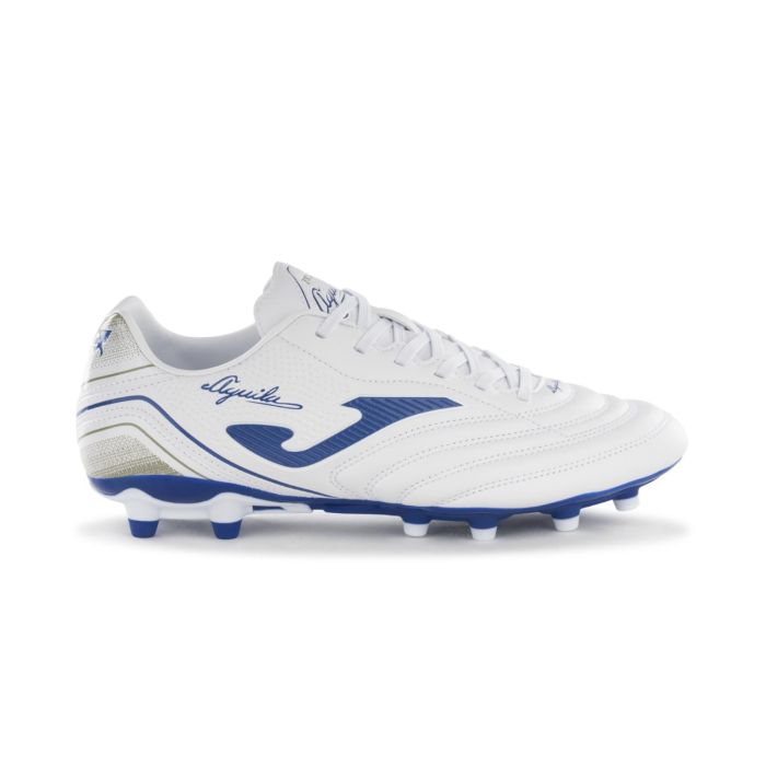 Scarpe da calcio Aguila da uomo bianche e blu con tacchetti Joma