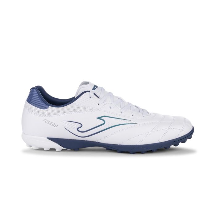 Scarpe da calcetto da uomo bianche e blu con suola per erba sintetica Joma