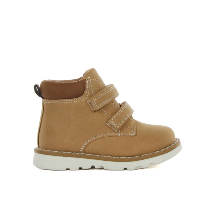 Scarponcini beige da bimbo con doppio velcro