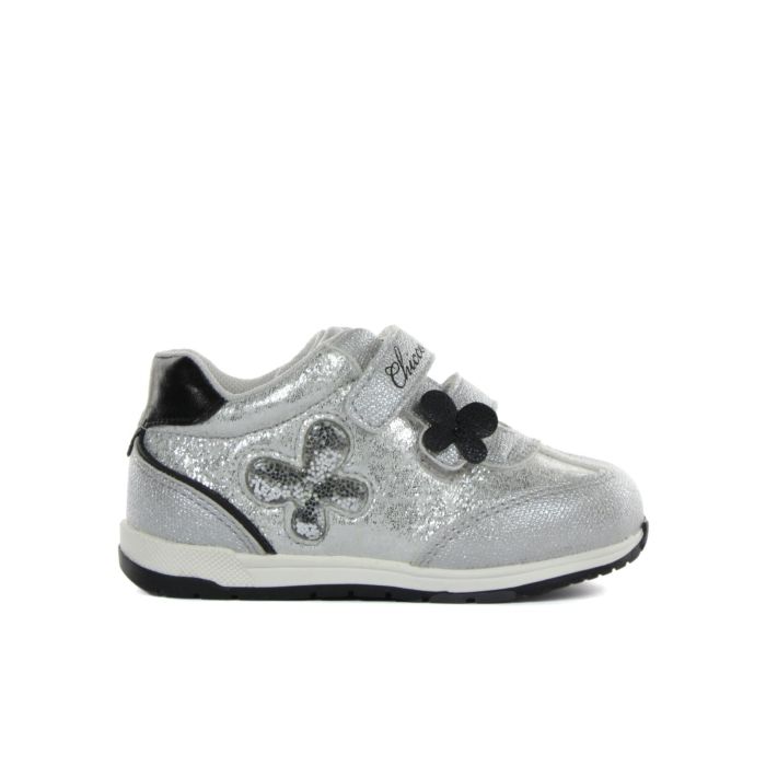 Sneakers argento bimba primi passi con strappi