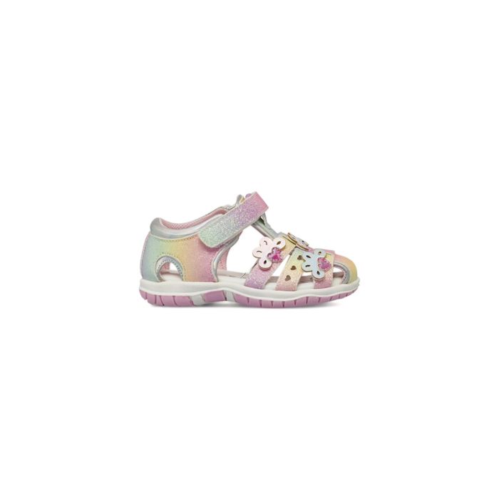 Sandali multicolor glitterati da bambina con chiusura a strappo Chicco
