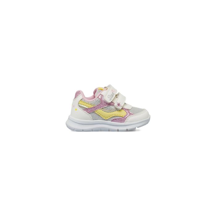 Sneakers Chicco bianche da bambina primi passi con dettagli glitter e strappi