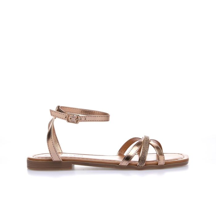 Sandali bassi oro con cinturino e strass