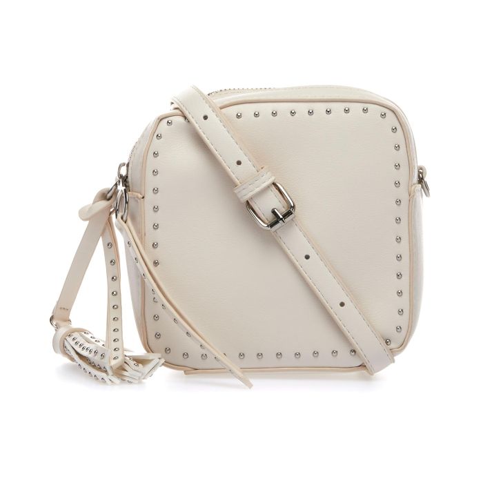 Borsetta bianca con borchie e tracolla regolabile